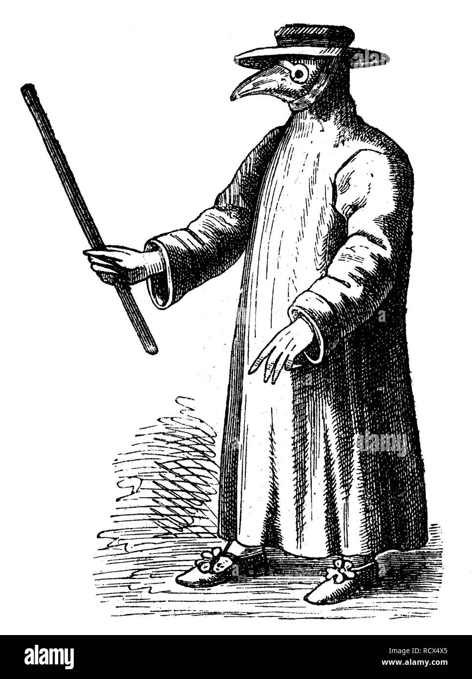 Plague doctor from 17th century, woodcut, historical engraving, 1880 Stock Photo