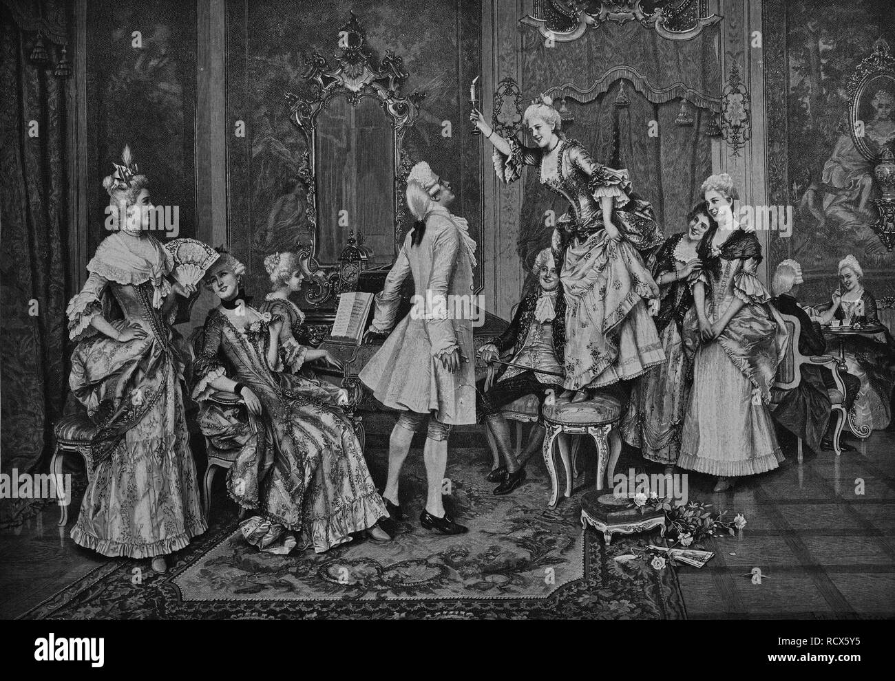 The candle game, woodcut, 1888 Stock Photo Alamy