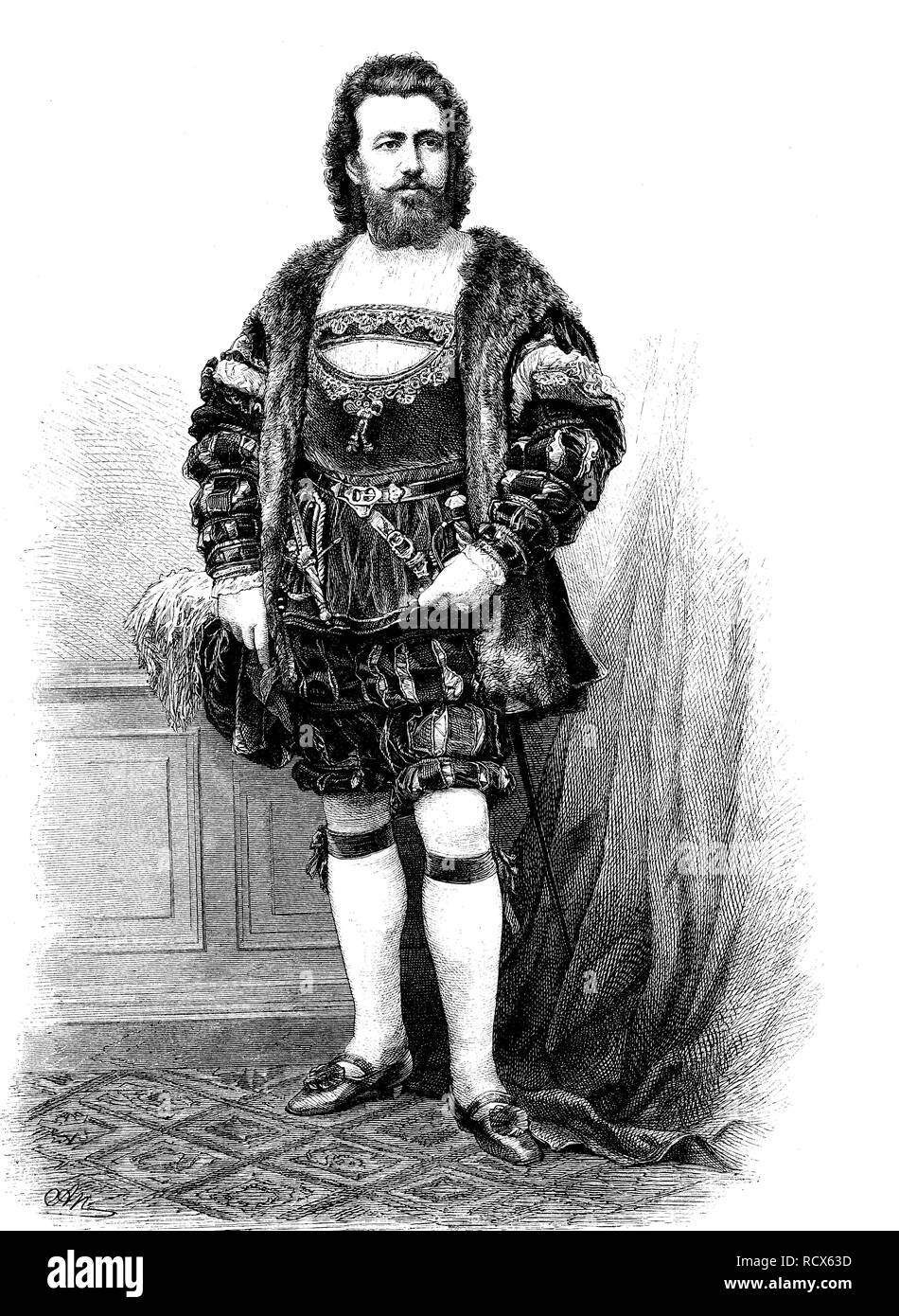 Franz Innozenz Nachbaur, 1830-1903, German court singer, Mastersinger of Nuremberg, wood engraving, c 1880 Stock Photo