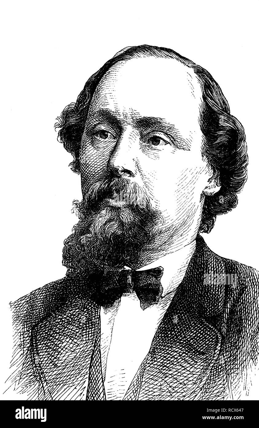Ludwig Karl Eduard Schneider, 1809 - 1889, a German politician and botanist, wood engraving, 1880 Stock Photo