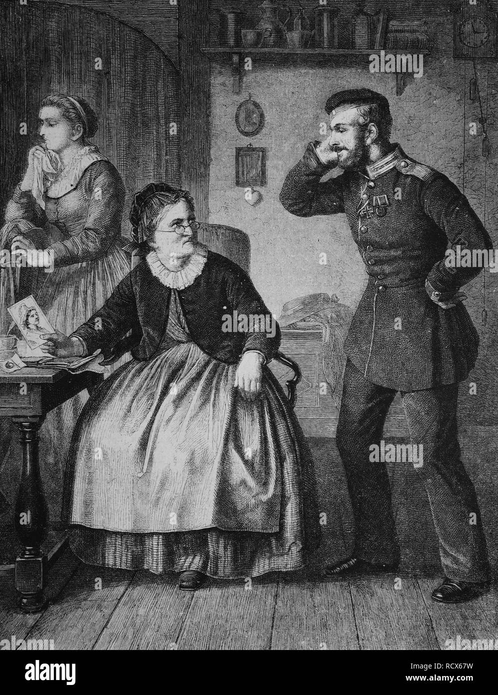 Landwehrmann und Kurmaerkerin, a soldier of the Prussian and Imperial German reserve forces and a woman from Kurmark Stock Photo