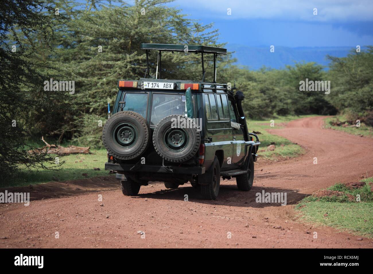 Game drive in Serengeti National Park, Tanzania, Africa Stock Photo