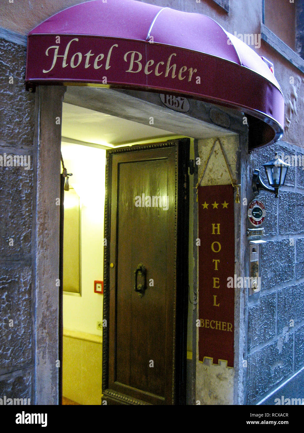 Hotel Becher Door Venice Veneto Italy Stock Photo - 