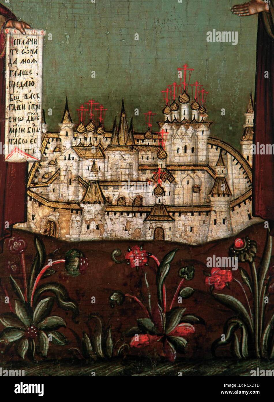 The Solovetsky Monastery (Detail). Museum: State Museum of Architecture, History and Art, Vladimir. Author: Russian icon. Stock Photo