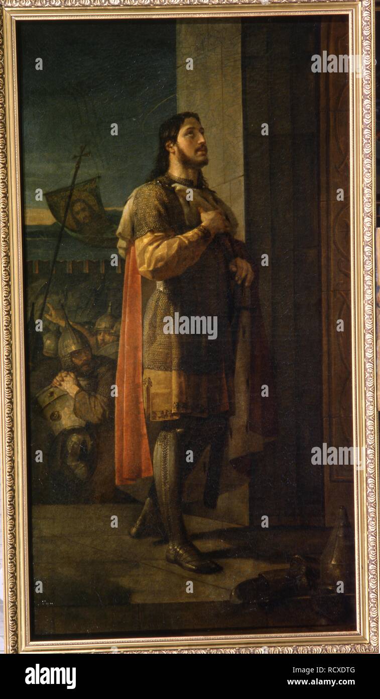 Alexander Nevsky, Duke of Novgorod, Grand Duke of Vladimir (1220-1263). Museum: State Russian Museum, St. Petersburg. Author: Shebuev, Vasili Kuzmich. Stock Photo