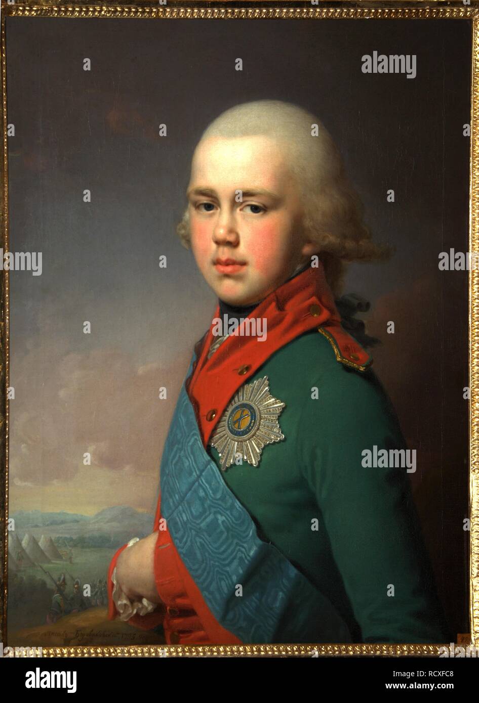 Portrait of Grand Duke Constantine Pavlovich of Russia (1779-1831). Museum: State Open-air Museum Pavlovsk Palace, St. Petersburg. Author: Borovikovsky, Vladimir Lukich. Stock Photo