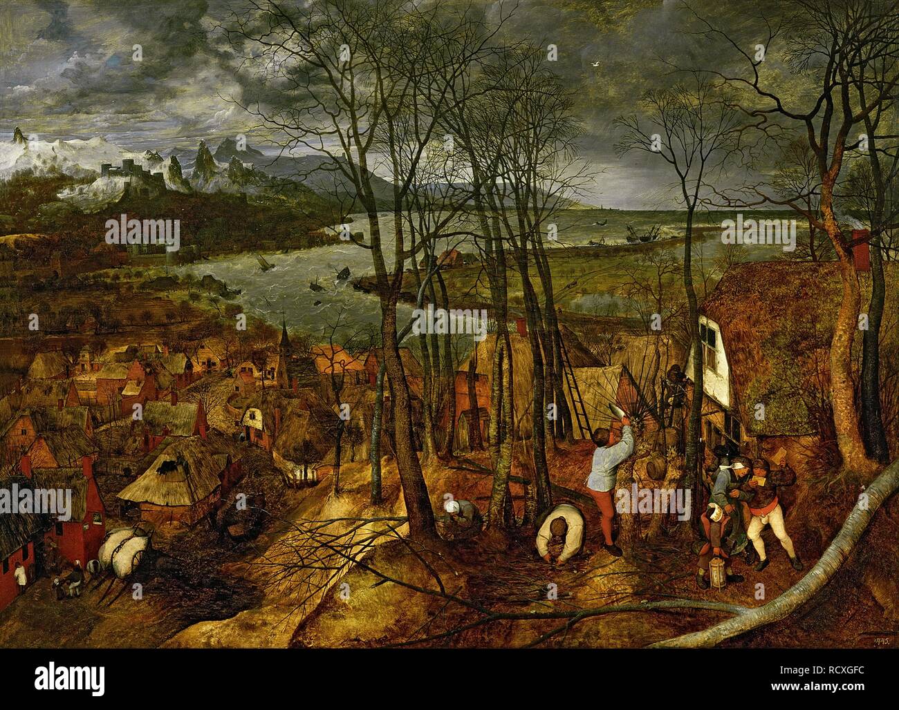 The Gloomy Day (Early Spring). Museum: Art History Museum, Vienne. Author: Bruegel (Brueghel), Pieter, the Elder. Stock Photo