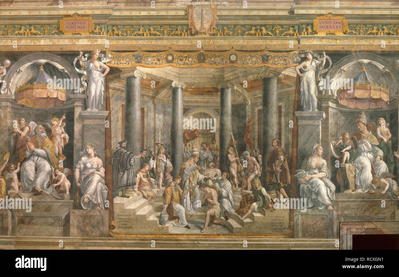 The Baptism of Constantine. Museum: Apostolic Palace, Vatican. Author: PENNI, GIANFRANCESCO. Stock Photo