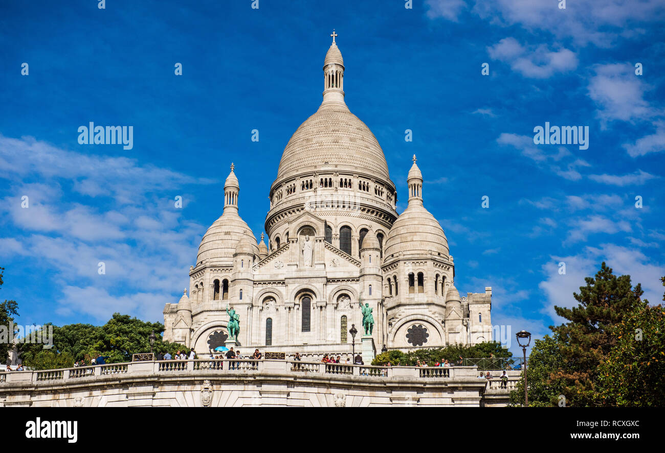 Sacre Coeur Cathedral on Montmartre Hill in Paris, France Stock Photo