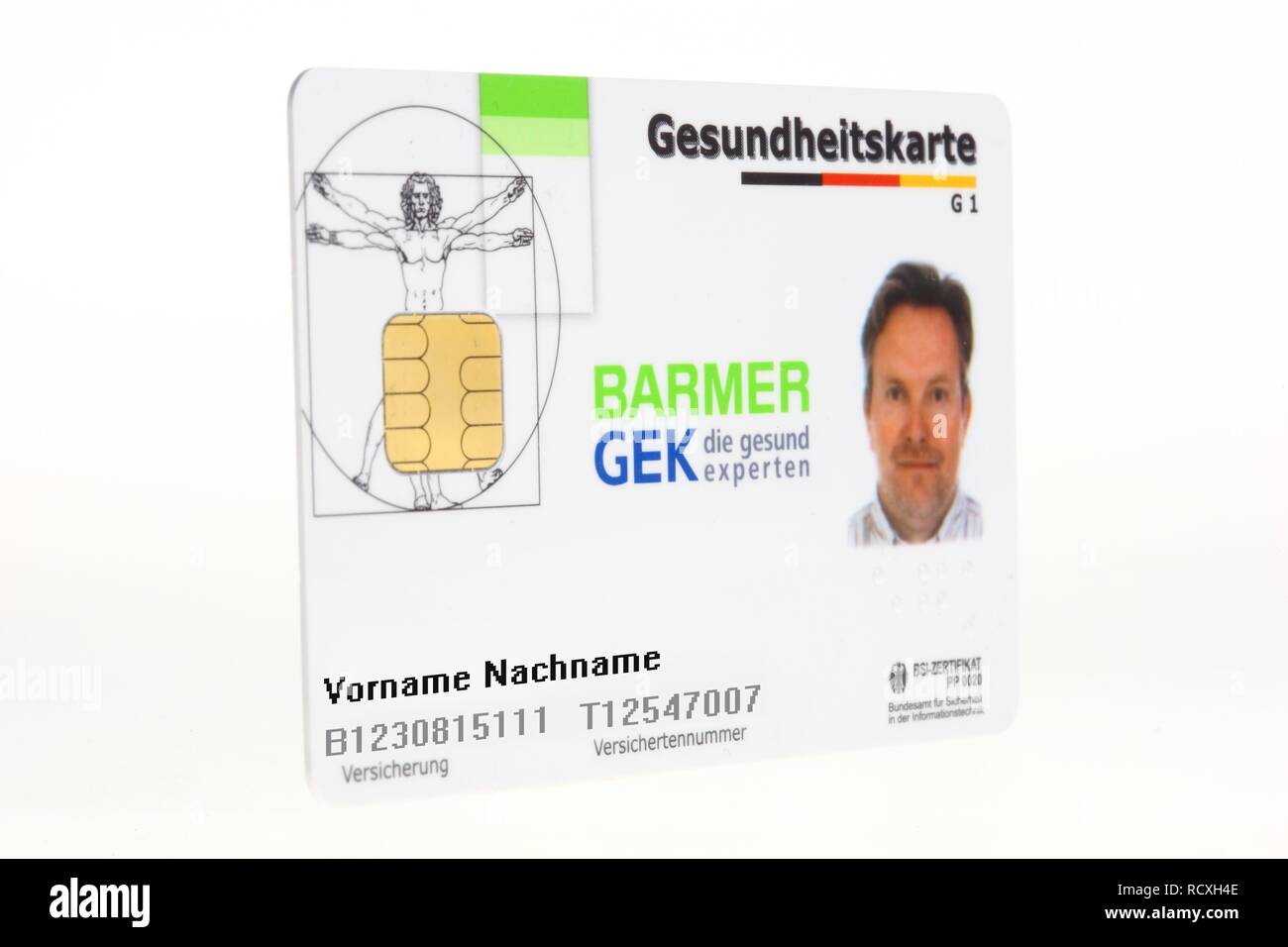 Health card from Barmer Ersatzkasse, BEK, electronically readable ID card for members of the health insurance, can save personal Stock Photo