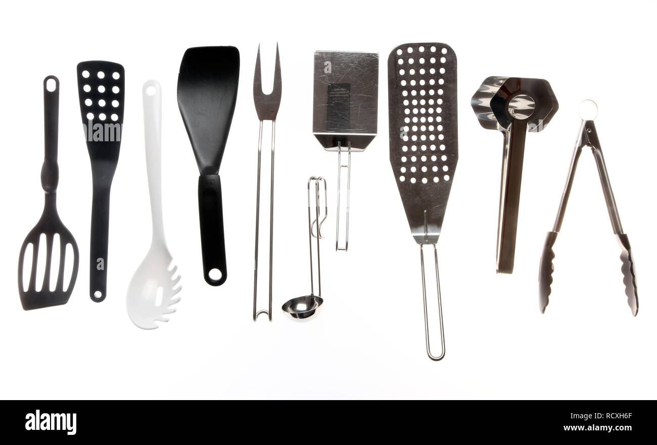 Various kitchen tools and utensils Stock Photo
