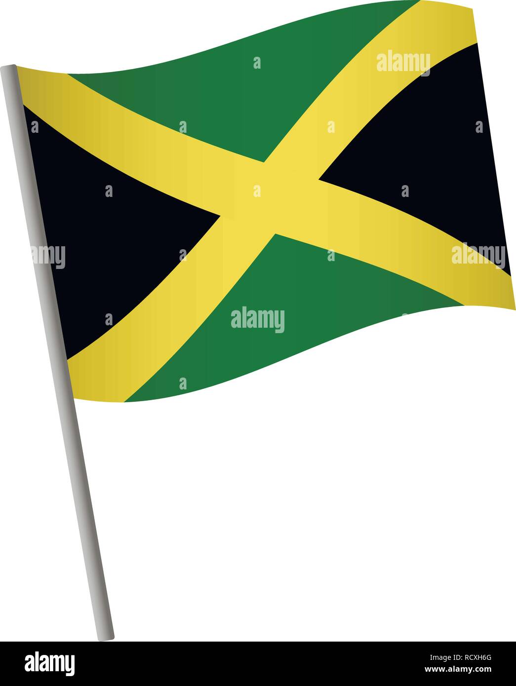 Jamaica flag icon. National flag of Jamaica on a pole vector