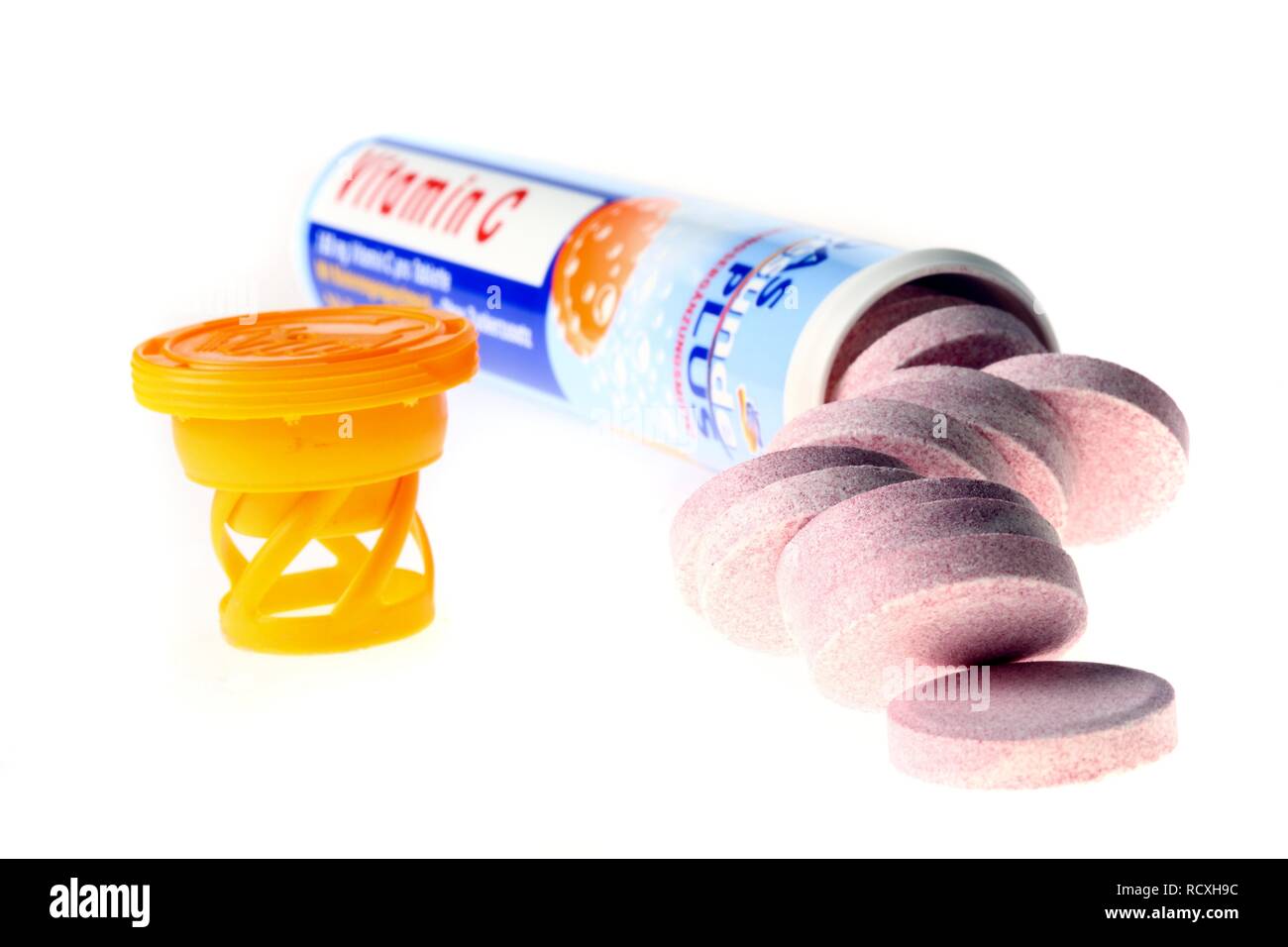 Vitamin C fizzy tablets Stock Photo