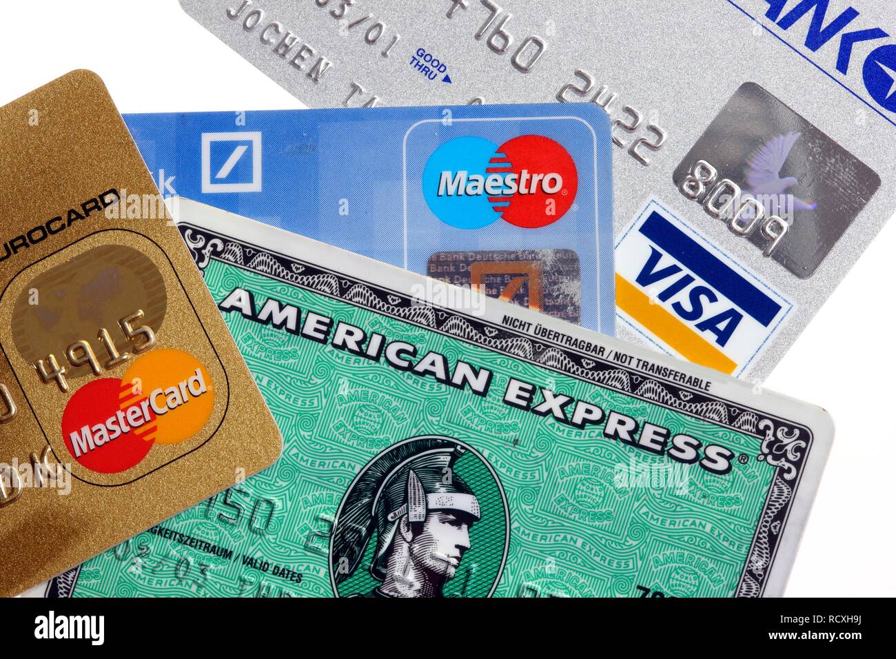 Various credit cards, Mastercard, American Express, Visa, Maestro, bank card  Stock Photo - Alamy