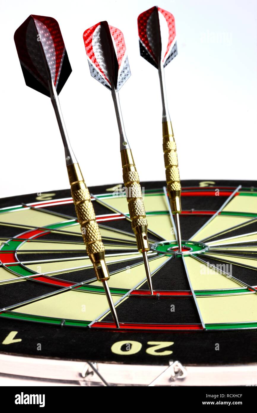 Darts, throwing game, darts sticking into the double and triple score