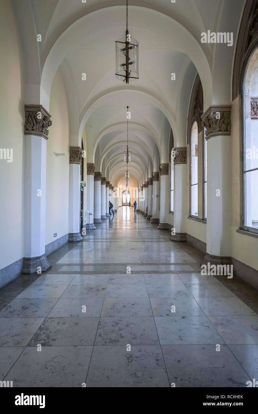 Arcades in the Ludwig-Maximilians-University, Munich, Upper Bavaria, Bavaria, Germany Stock Photo