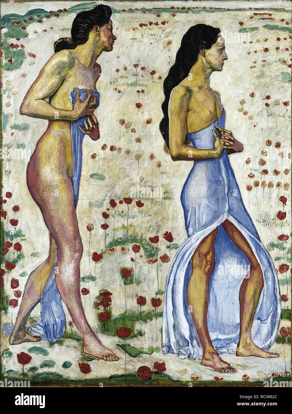 Two Women in Flowers (Emotion 1a). Museum: Art Museum Basel. Author: HODLER, FERDINAND. Stock Photo