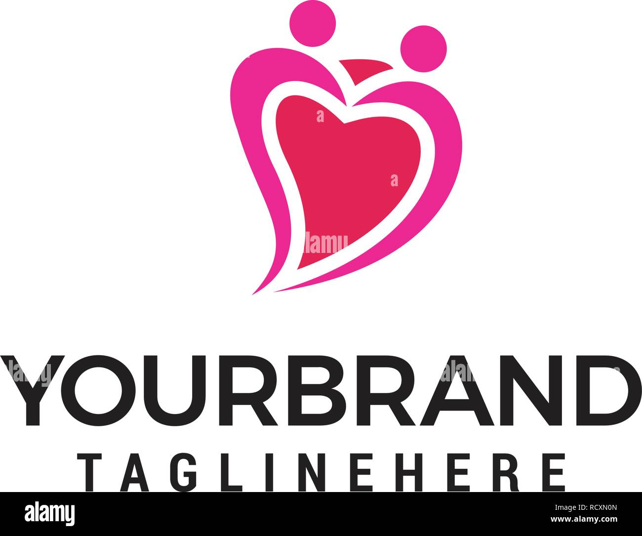 Love couple people heart logo. Dating service Logo designs Template vector Stock Vector