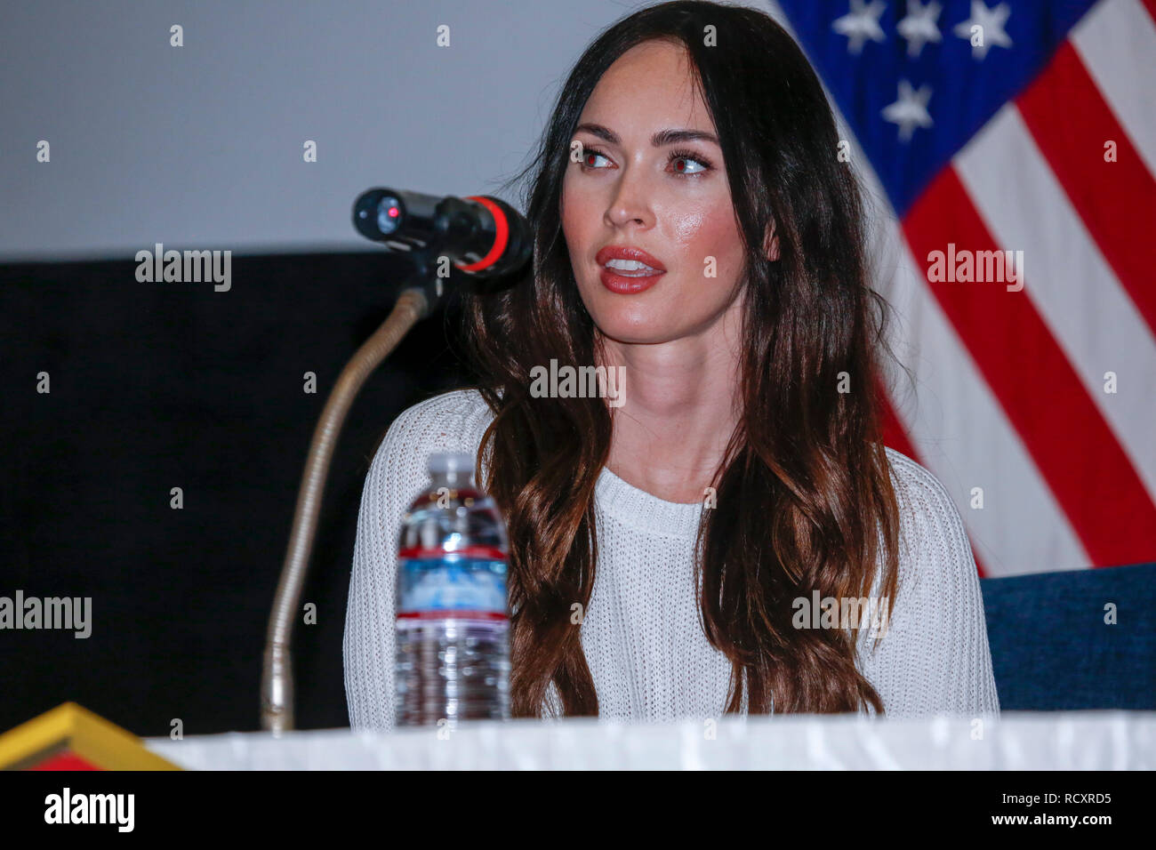 Actor Megan Fox visited service members, civilians and family members at the movie theater at Yongsan during a meet-and-greet Jan. 9.    'It's the least that we can do to show appreciation for what you do every day,' Fox told the soldiers and civilian employees after they watched an exclusive clip from the movie. Stock Photo