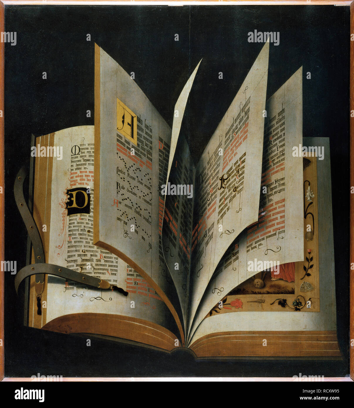 An Opened Liturgical Book. Museum: Galleria degli Uffizi, Florence. Author: ANONYMOUS. Stock Photo
