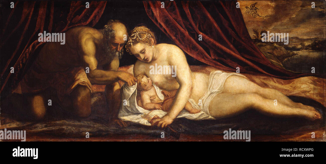 Venus, Vulcan and Cupid. Museum: Galleria Palatina, Florence. Stock Photo