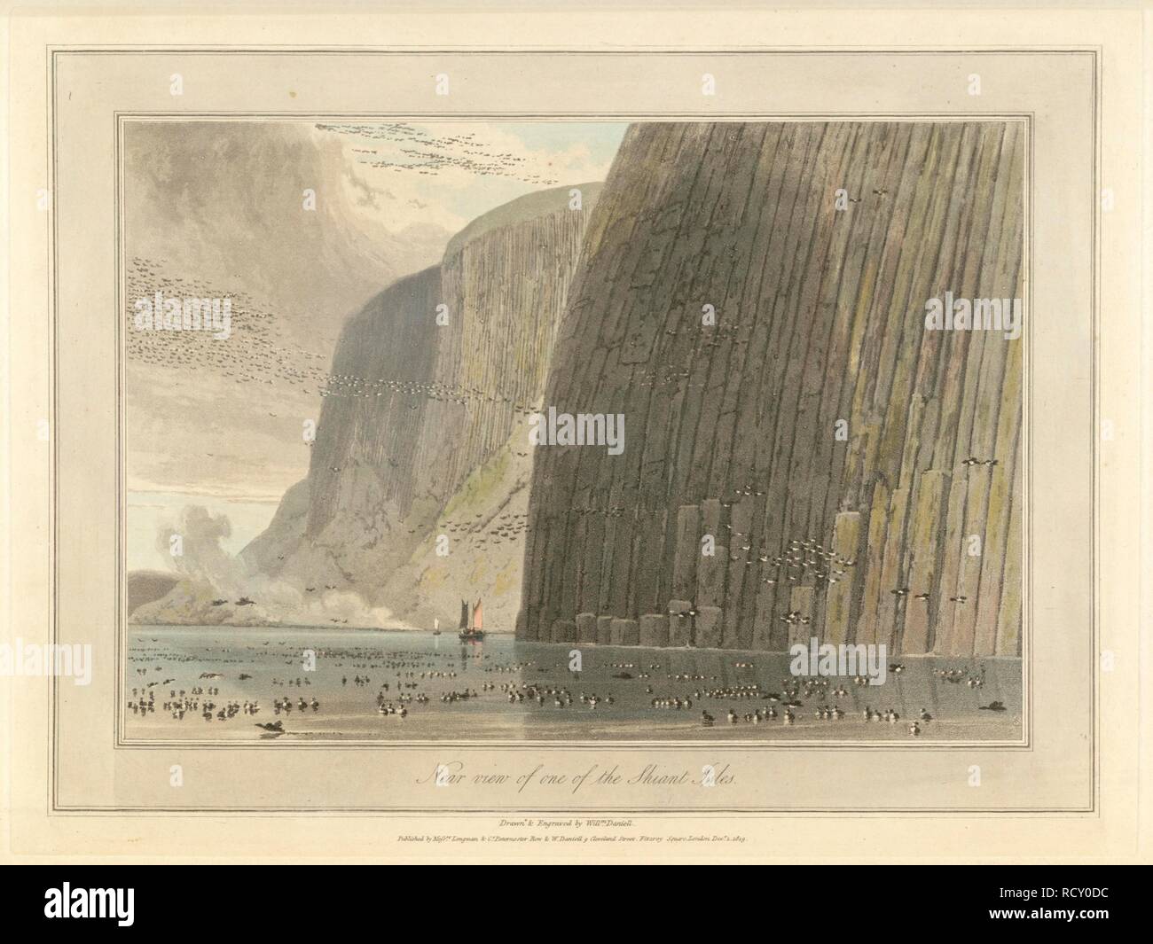 Near view of one of the Shiant Isles  Coastal landscape scenes around Great Britain. A Voyage round Great Britain undertaken in the summer of the year 1813. With a series of views illustrative of the character and prominent features of the coast, drawn and engraved by William Daniell. Longman: London, 1814-25. Source: G.7044 plate 118. Language: English. Author: DANIELL, WILLIAM. AYTON, RICHARD. Stock Photo