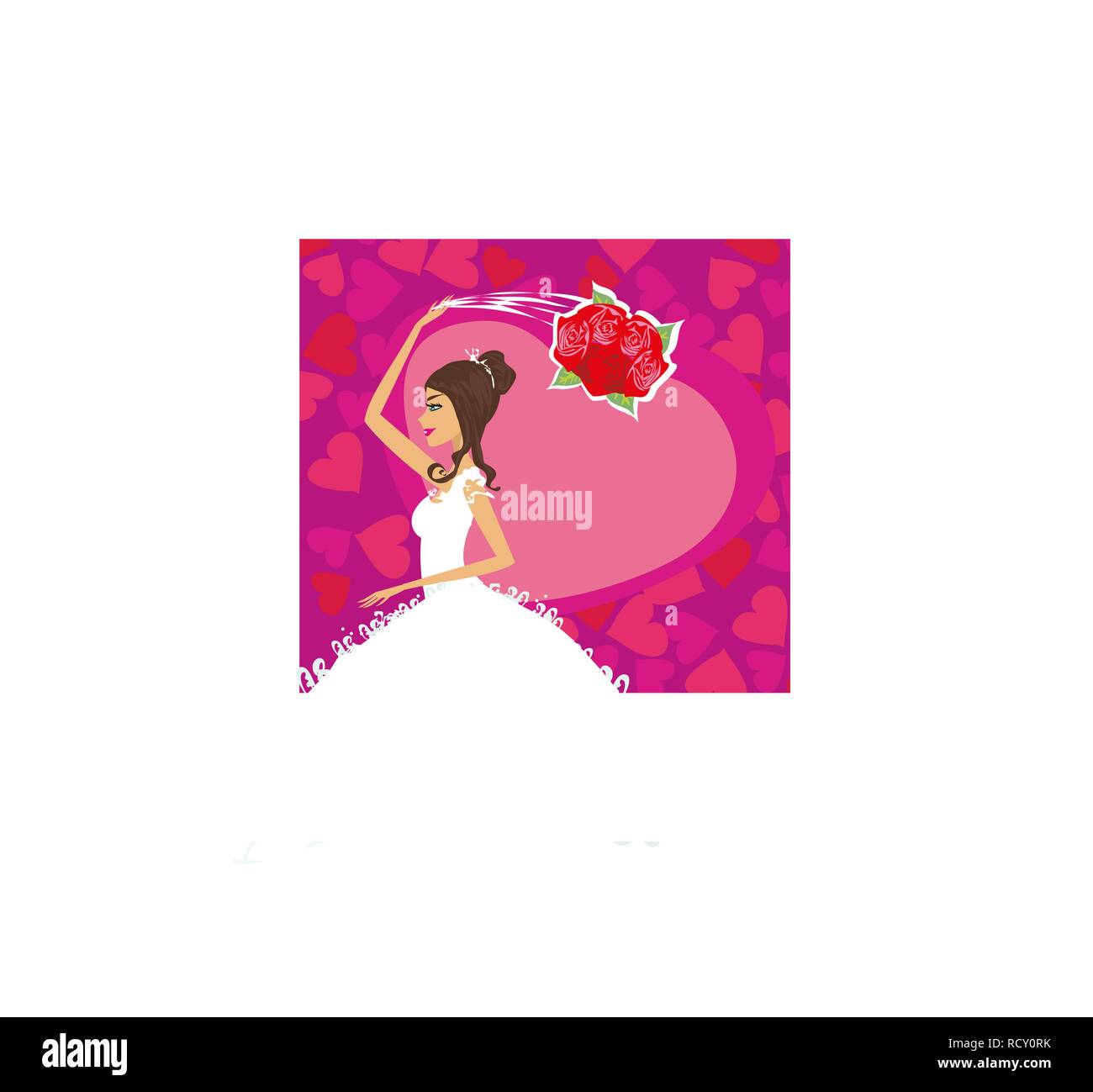 bride throws her wedding bouquet, card Stock Vector Image & Art Alamy