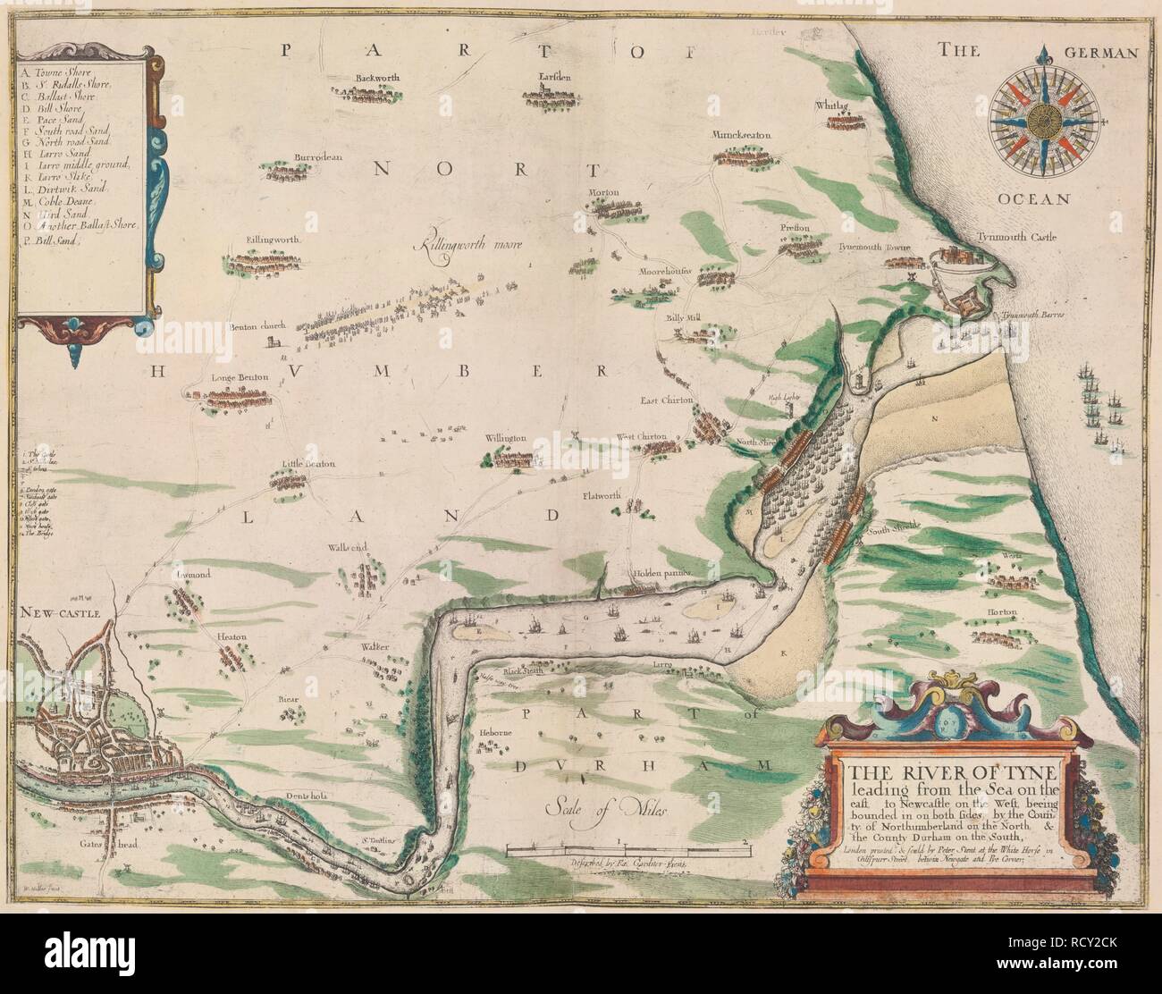 The River of Tyne. The River of Tyne ... London : R. Ibbitson and P. Stent, 1655. Source: Maps.1.Tab.18, 41. Stock Photo