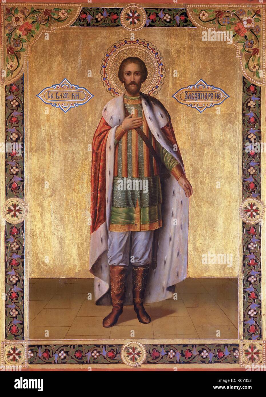 Saint Grand Prince Alexander Nevsky. Museum: PRIVATE COLLECTION. Author: Russian icon. Stock Photo