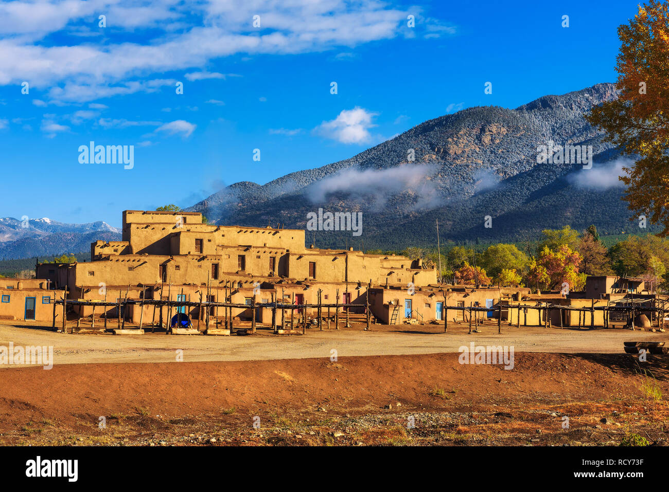 Ancient dwellings of Taos Pueblo, New Mexico Stock Photo