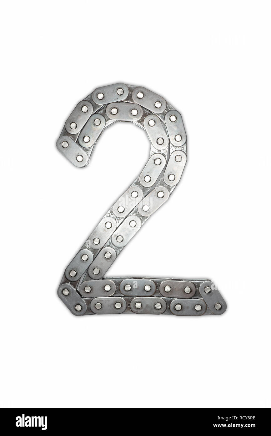 Isolated chain alphabet. Numerals font. Number two 2 Stock Photo