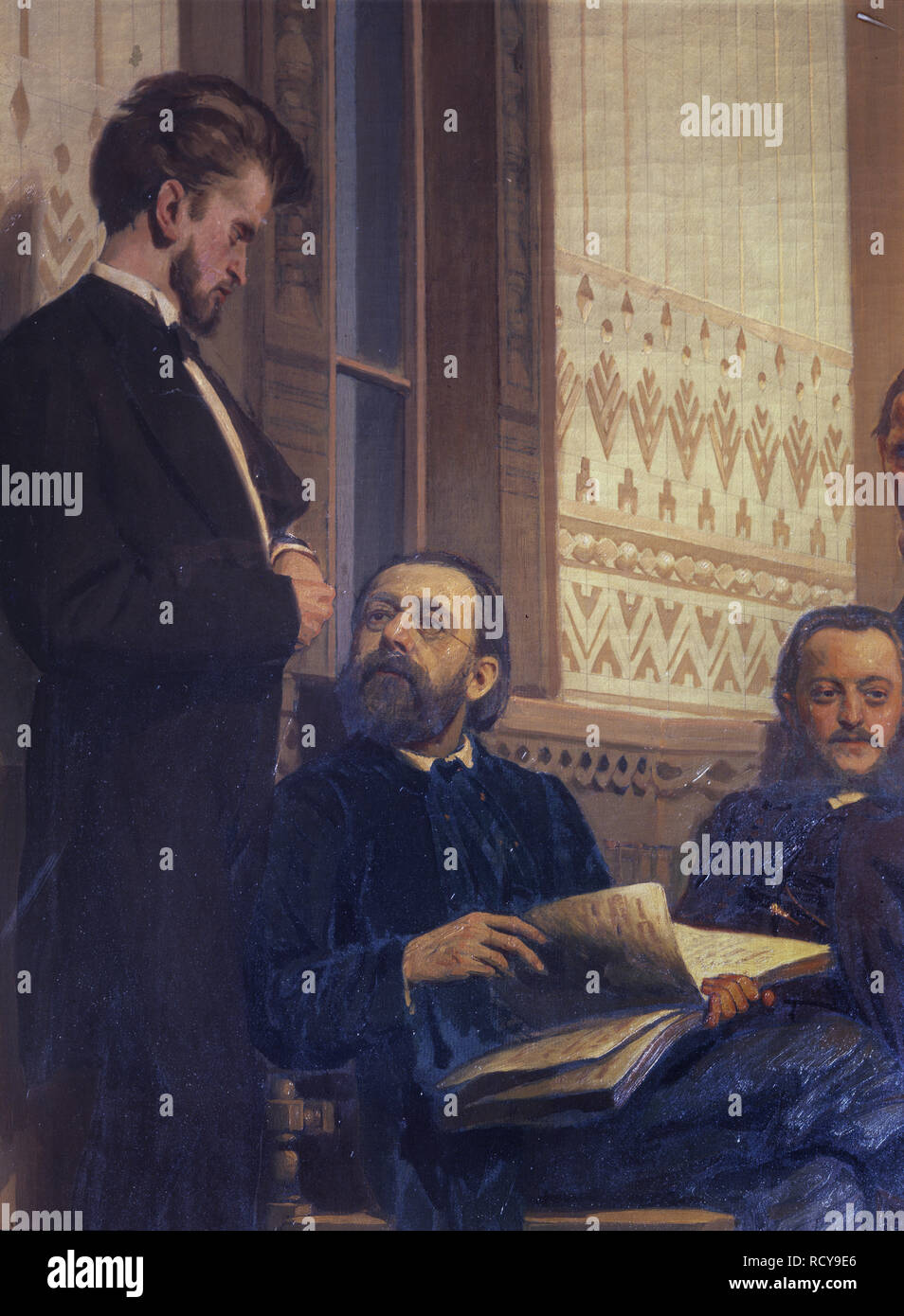 The composers Eduard Napravnik and Bedrich Smetana (Detail of the painting Slavonic composers). Museum: State Conservatory, Moscow. Author: REPIN, ILYA YEFIMOVICH. Stock Photo