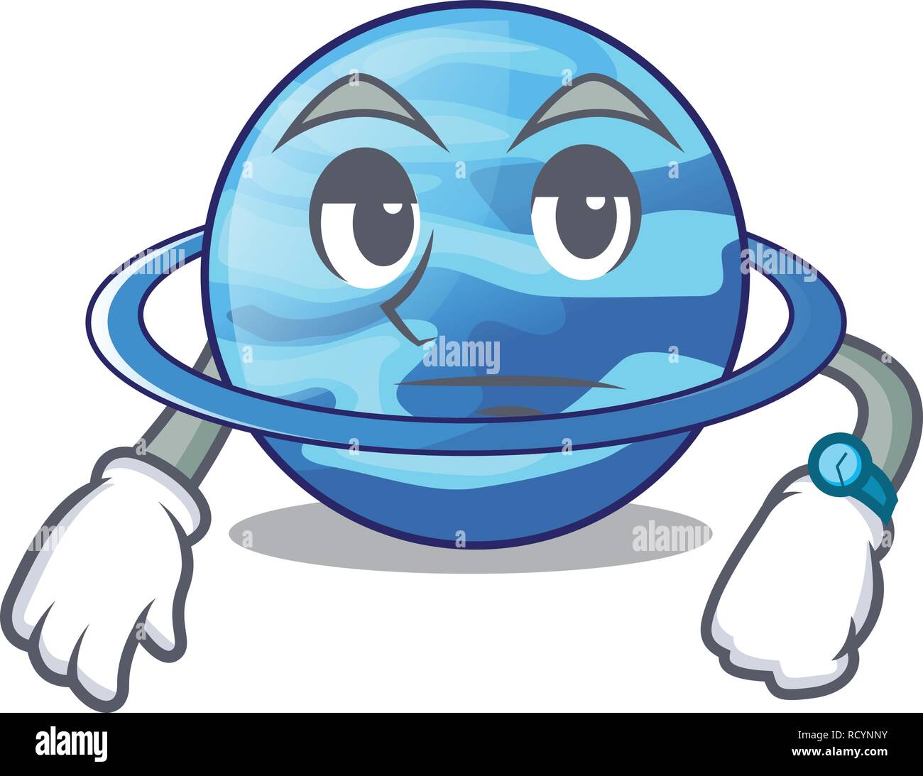 Waiting plenet uranus above the sky cartoon Stock Vector