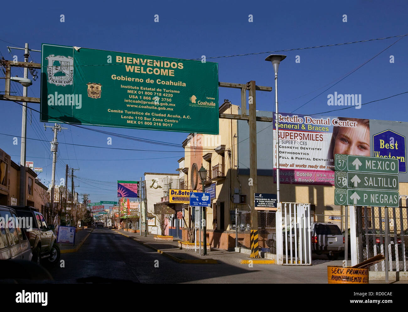Mexican border entering Cobierno de Coahuila Stock Photo