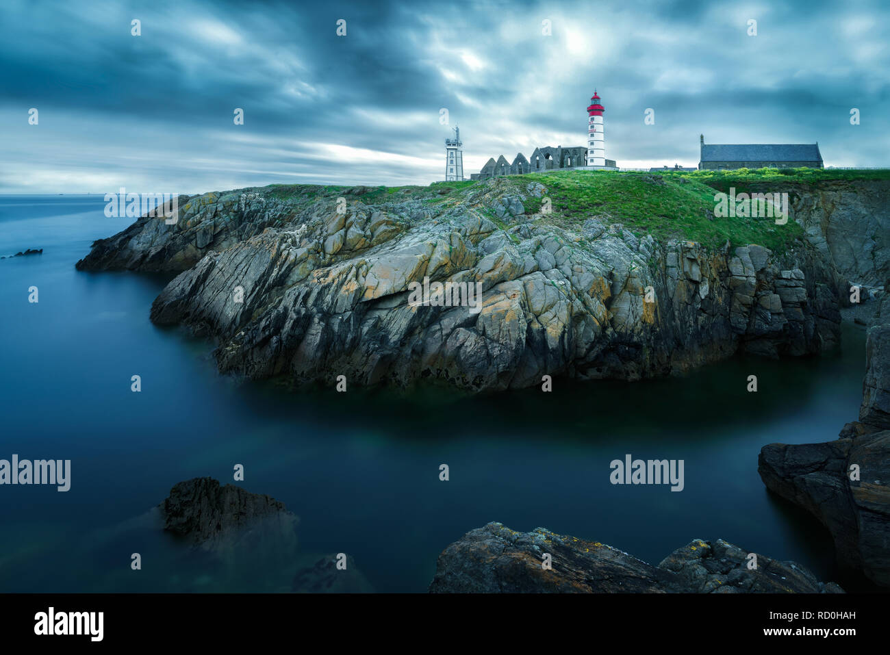 The Saint Mathieu lighthouse, Brittany, France Stock Photo - Alamy