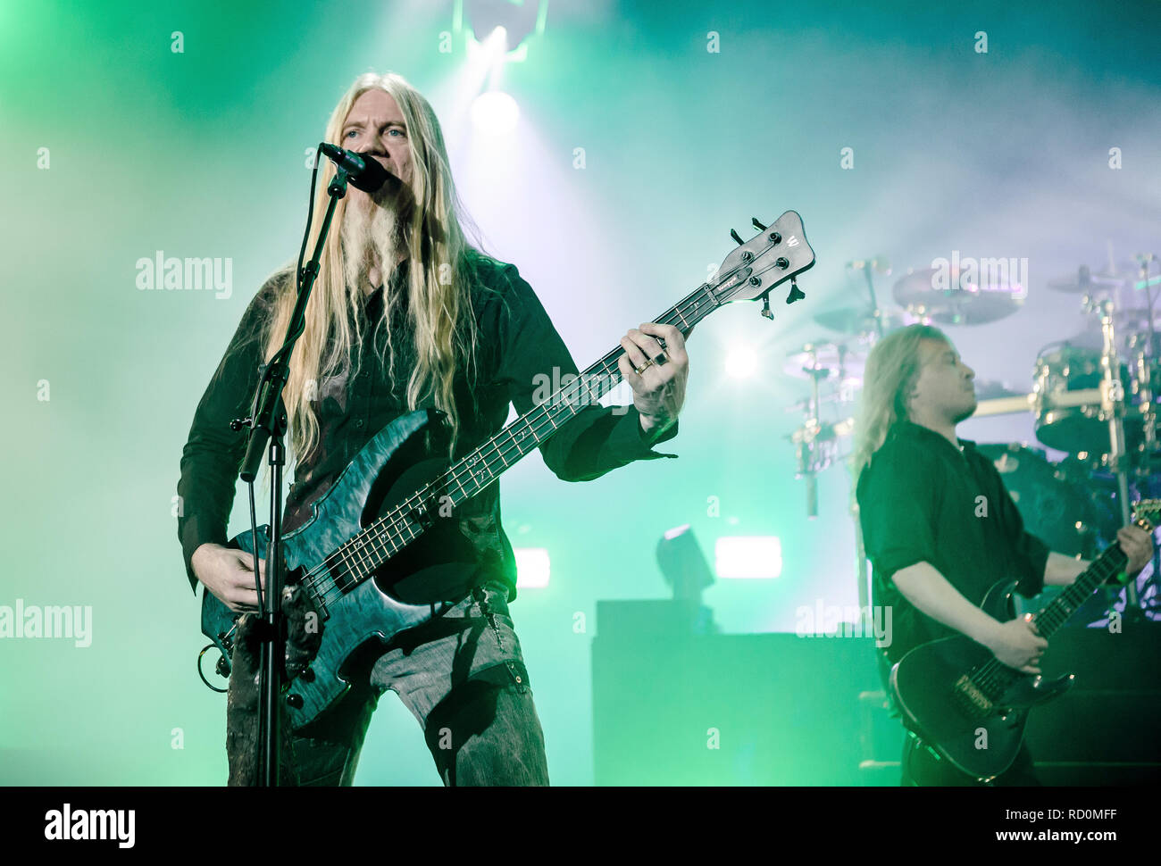Nightwish, the Finnish symphonic metal band, performs a live concert at Falconer Salen in Copenhagen. Here musician Marco Hietala on bass is seen live on stage. Denmark, 16/11 2015. EXCLUDING DENMARK. Stock Photo