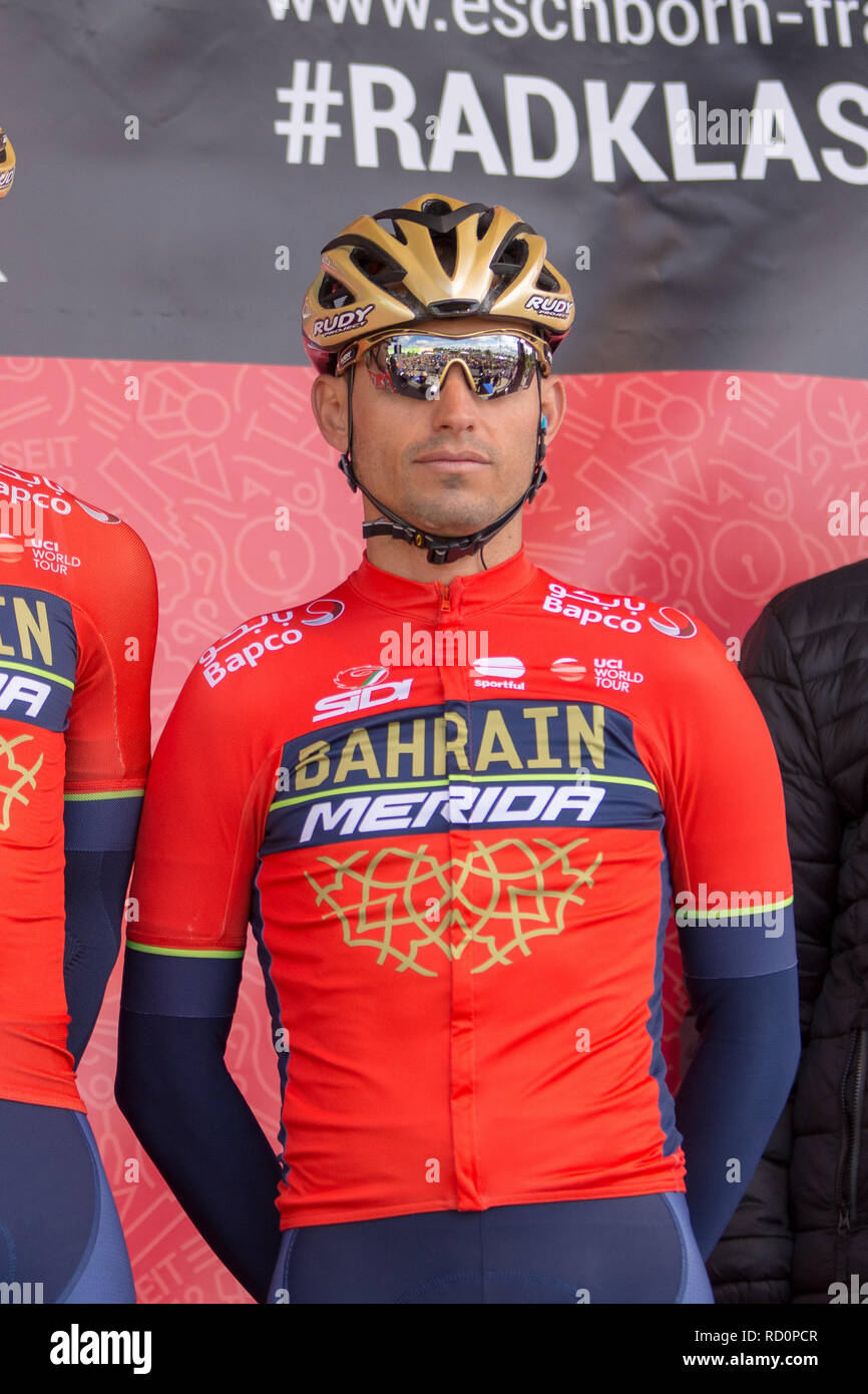ESCHBORN, GERMANY - MAY 1st 2018: Valerio Agnoli (Bahrain Merida) at  Eschborn-Frankfurt cycling race Stock Photo - Alamy