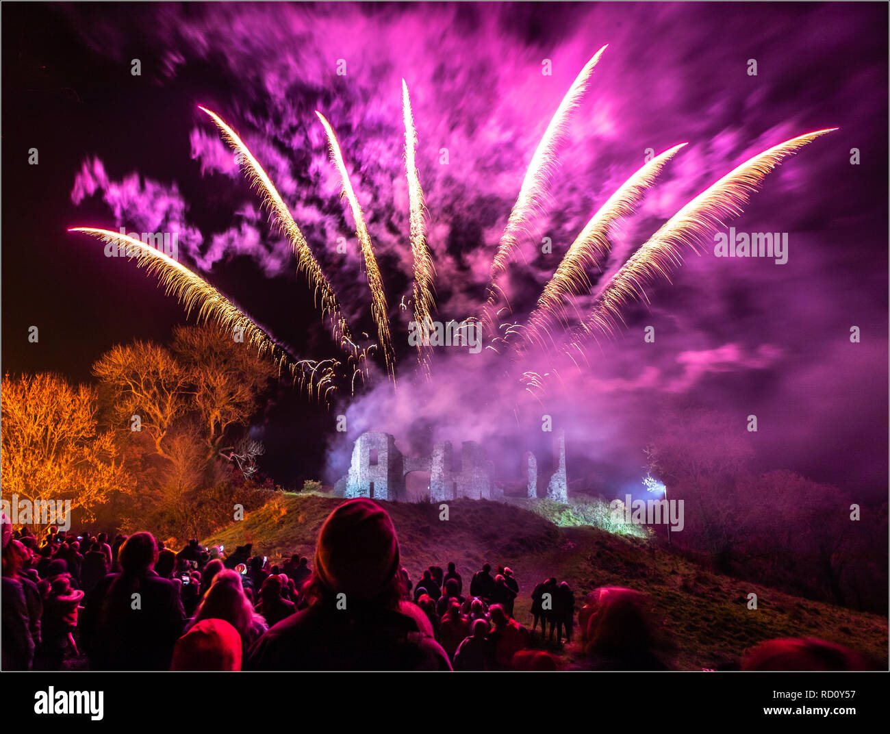 Fireworks display in Newcastle Emlyn, Carmarthenshire, Ceredigion