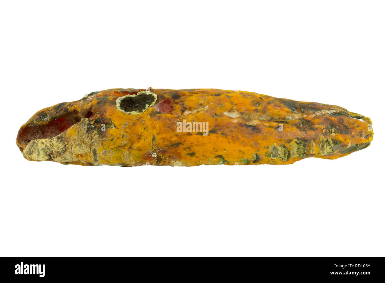 rotten papaya on white isolate background Stock Photo
