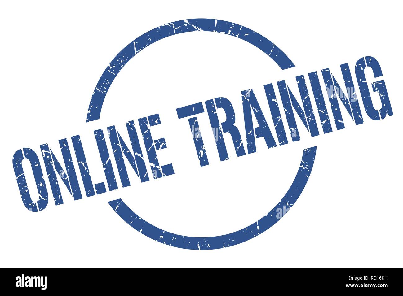 online training blue round stamp Stock Vector