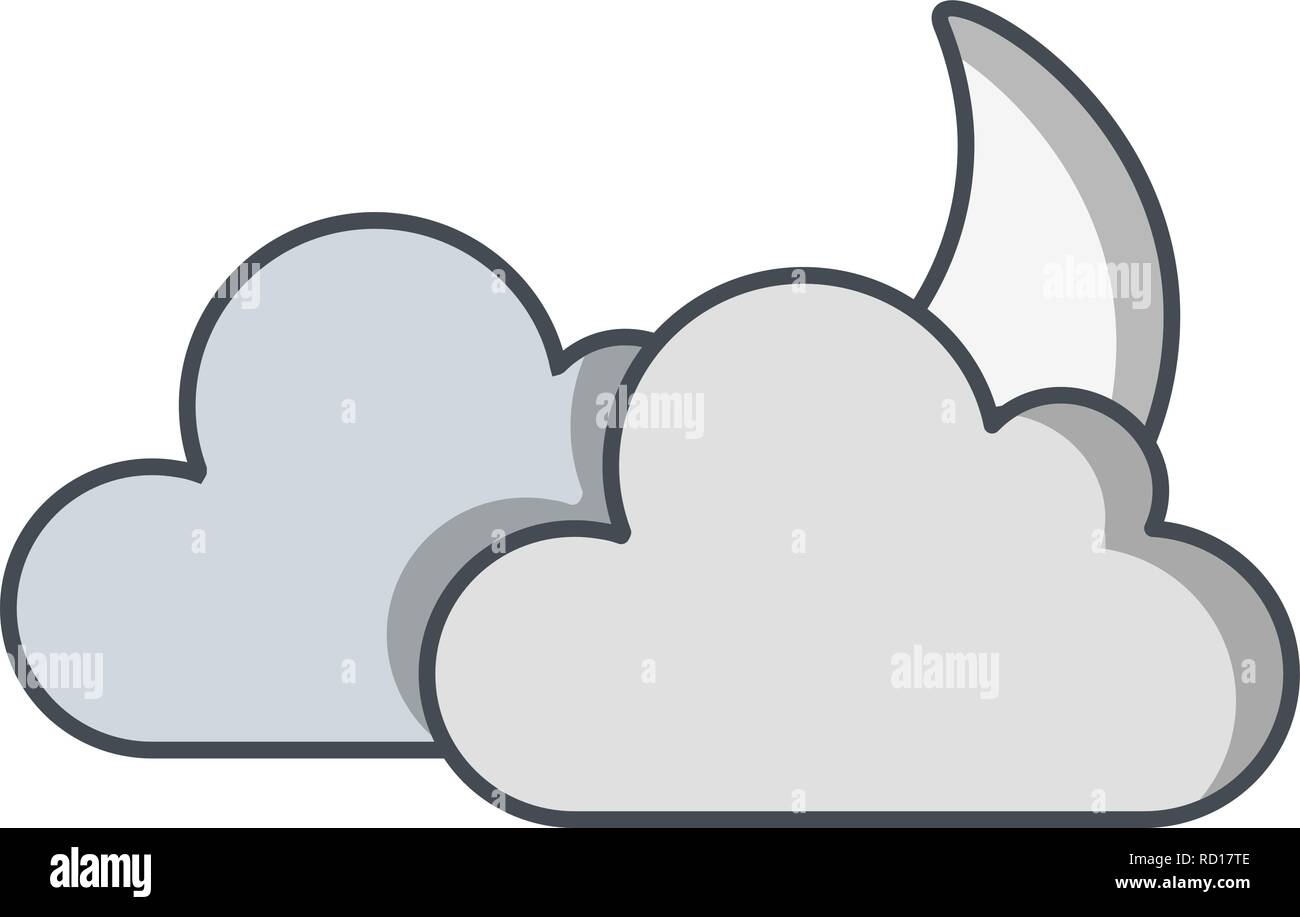 Cloud And Moon Vector Icon For Personal And Commercial Use............. Stock Vector