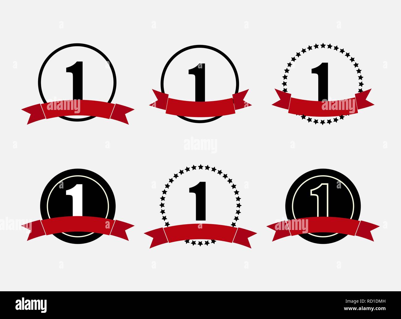 six red ribbon medallions for winners Stock Vector Image & Art - Alamy