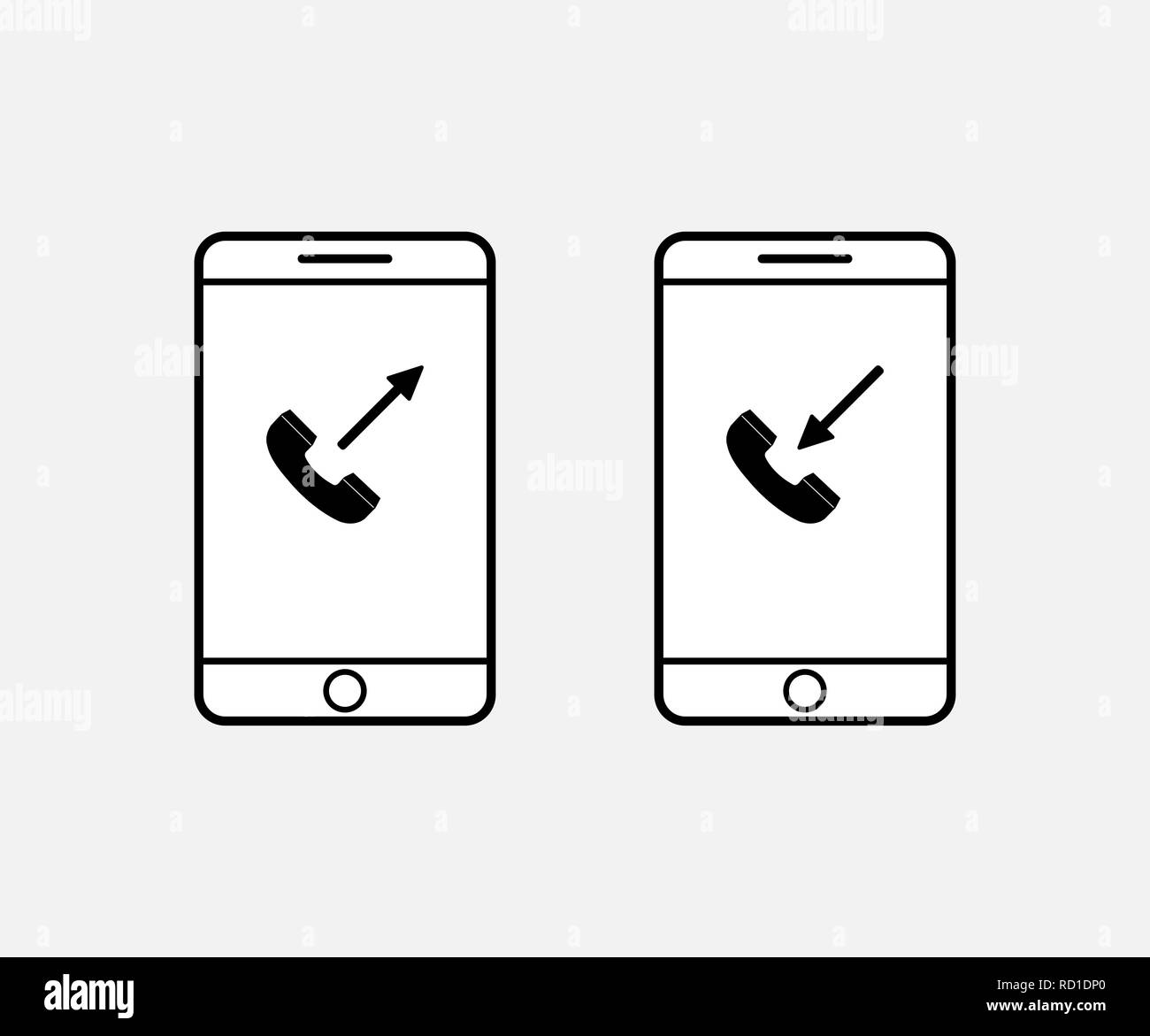 Two contours of the smartphone with the silhouette of the handset with ...