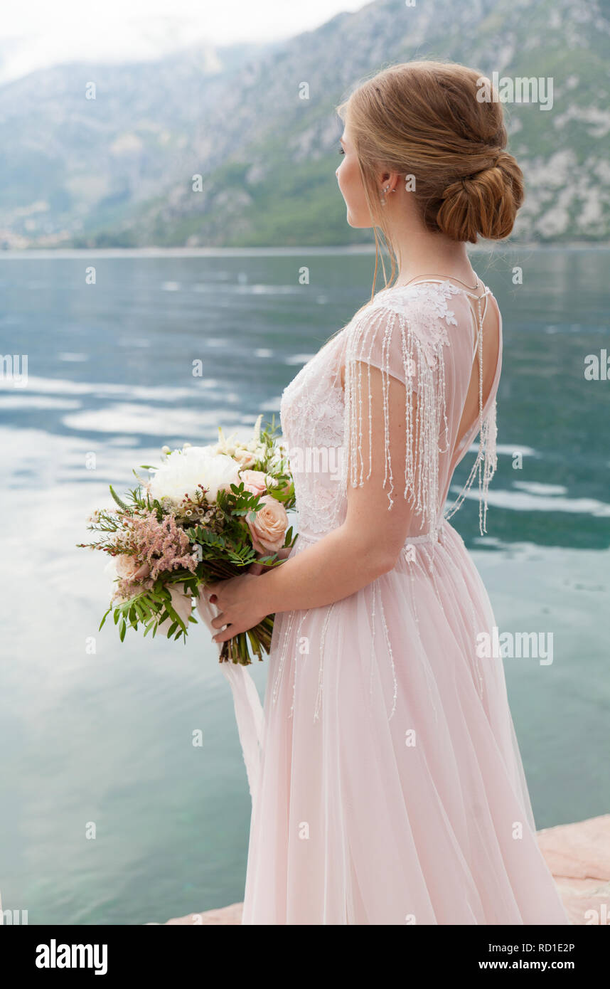 wedding bouquet with white peony and roses Stock Photo - Alamy