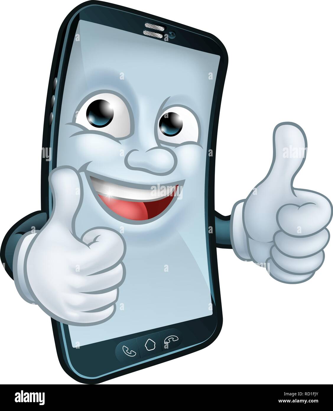 Mobile Phone Thumbs Up Cartoon Mascot Stock Vector