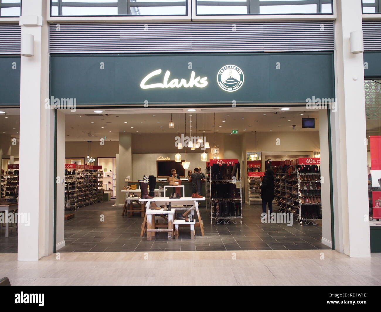 Clarks shoes shop in Milton Keynes shopping centre Stock Photo - Alamy