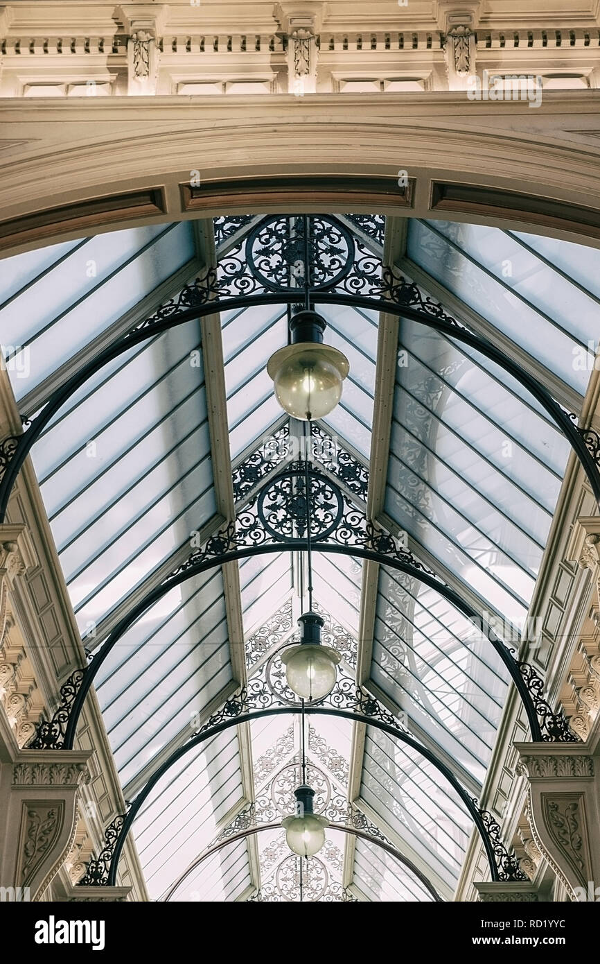 Interior ceiling of elegant galleries of Melbourne, Australia Stock Photo