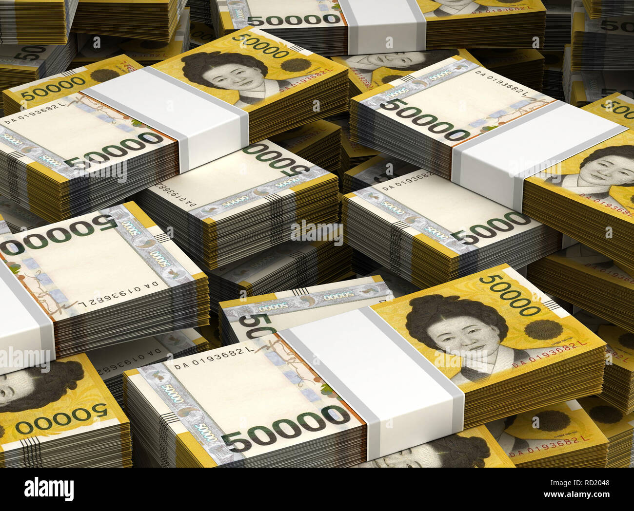 Stack of South Korean Won Closeup Stock Photo Alamy