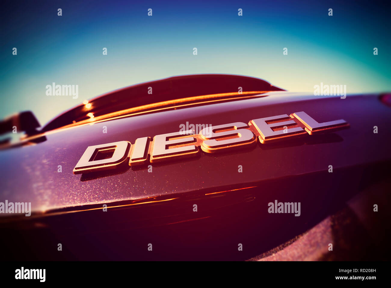 Diesel signs on a car, symbolic photo diesel scandal, Dieselzeichen auf ...