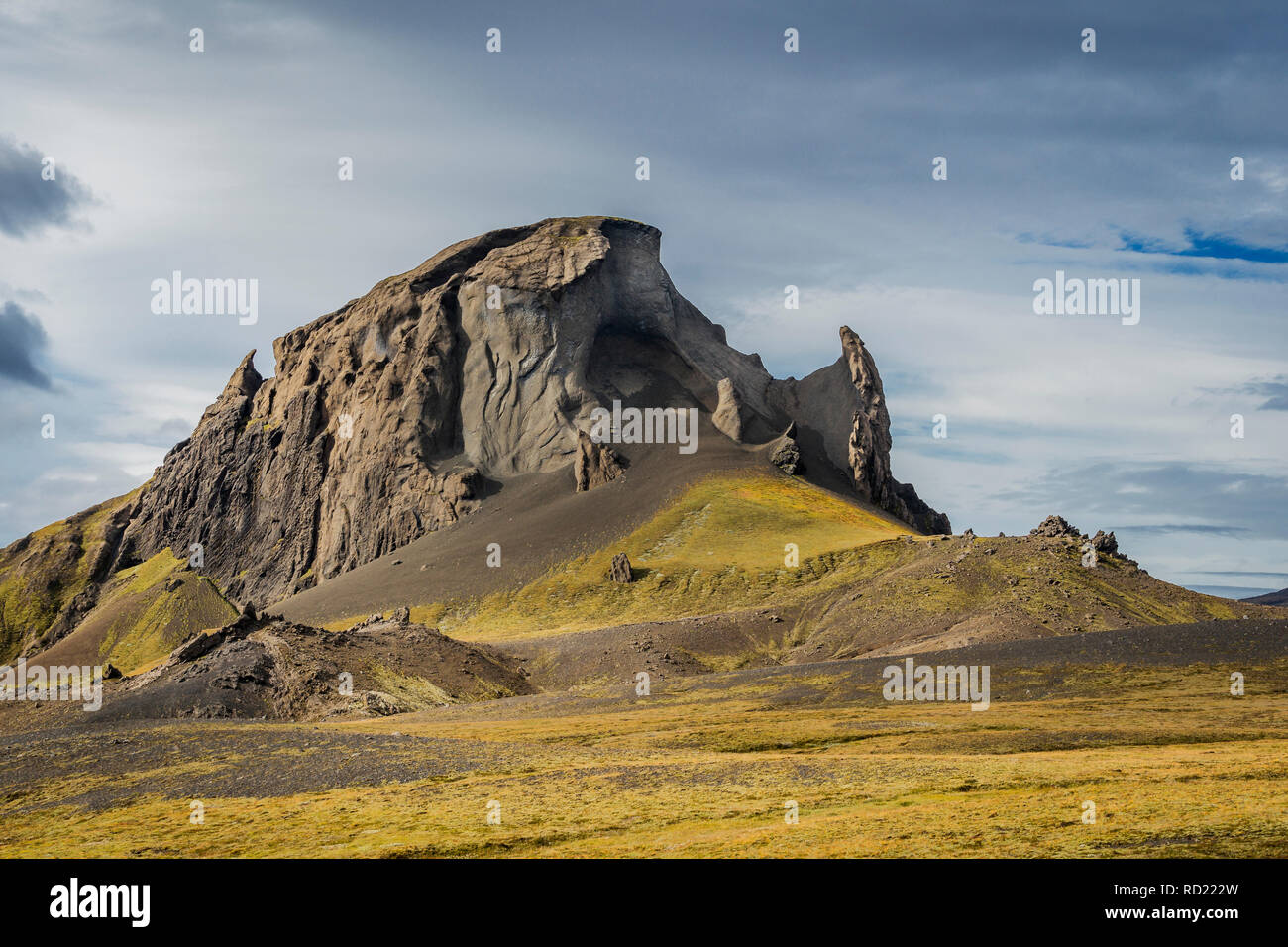 Mt. Einhyrningur, South Iceland. The name means “The Unicorn”, from the shape of this low mountain. Stock Photo